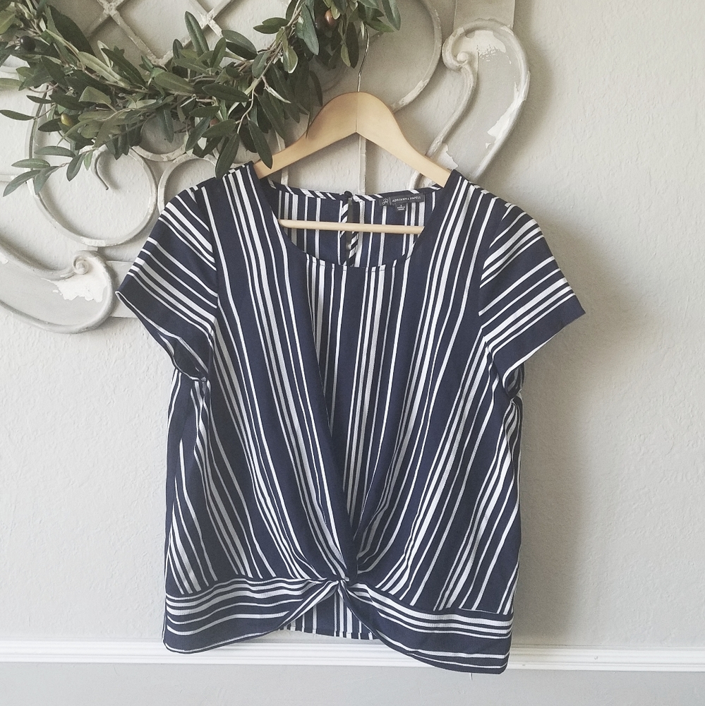 Adrianna Papell Striped Twist-Front Top - Women's Size Small